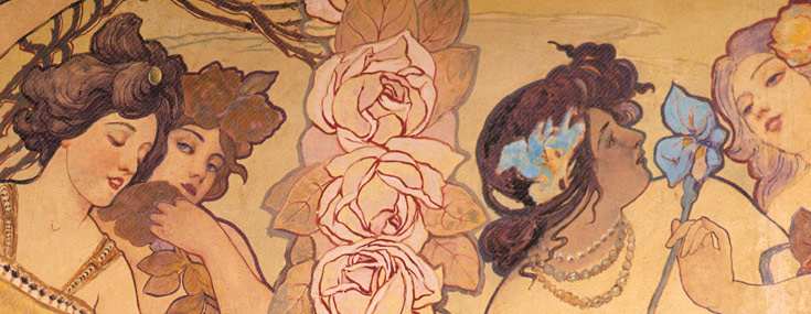 Detail of the fresco  by Ettore de Maria Bergler in the Hall of Mirrors of Villa Igea (Ernesto Basile, 1899-1900), Palermo (&copy; Raffaella Giamportone)